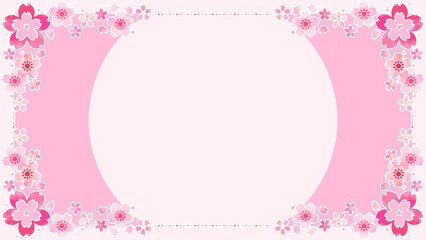 桜の花のフレーム型背景、16:9サイズ