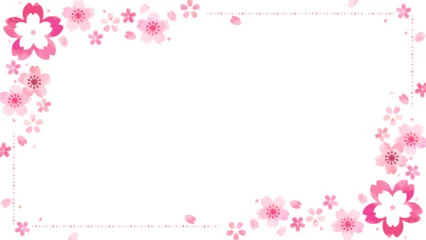 Foto op Canvas 桜の花のフレーム型背景、16:9サイズ © konohana