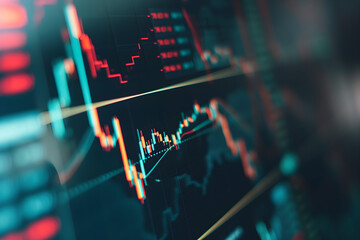 Fototapeta premium selective focus shot of stock market charts and graphs