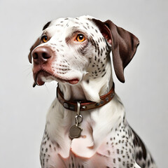 German Shorthaired Pointer puppy. Studio shot on grey background