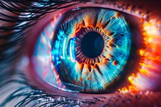 close up of futuristic augmented eye - future technology concept