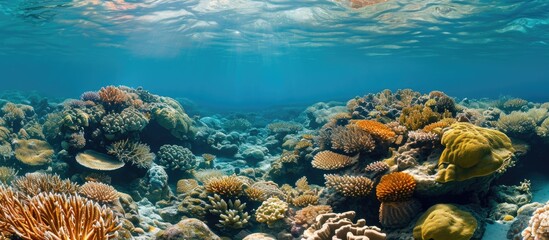 Naklejka na ściany i meble Coral reef in shallow water