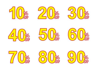 黄色ベースの割引表示POP数字セット