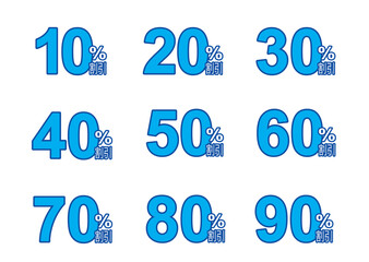 青色ベースのの割引表示POP数字セット
