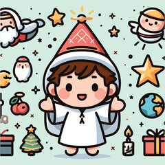 Free vector cute celebrate Epiphany Day cartoon flat isolated