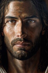 Obraz premium Close-up portrait of a man in the image of Jesus Christ