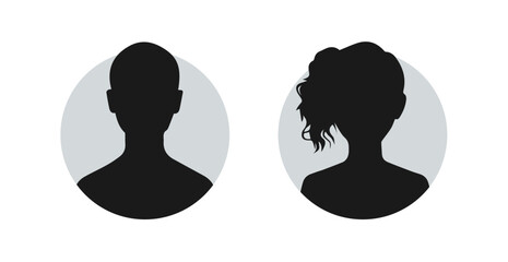 Avatar female male icon silhouette. Head profile user face anonymous person portrait illustration. Avatar circle icon vector icon.