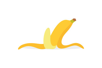 Banana peel isolated on white background. design theme of littering. flat style design. vector illustration
