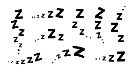 Zzz sleep snore text doodle. Vector snore zzz sleep dream comic cartoon sweet night design graphic.