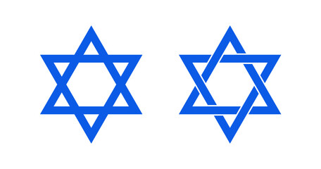 Jewish Israeli religious symbol. David judaism star icon logo. Israel jew faith concept design isolated icon logo.