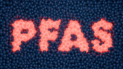 PFAS red sign on a blue background.