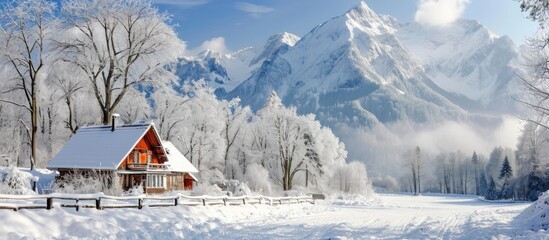 Winter at the European Alps in an old house.