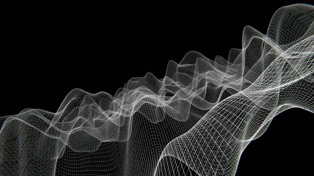 3d abstract mesh wireframe wave, seamless loop background