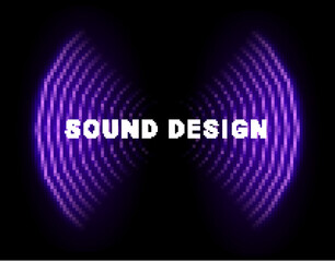 Dynamic Sound Wave Visualization Sound Design vector illustration purple wave neon spectrum.