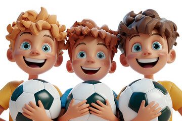 サッカーボールと3人の少年たち
