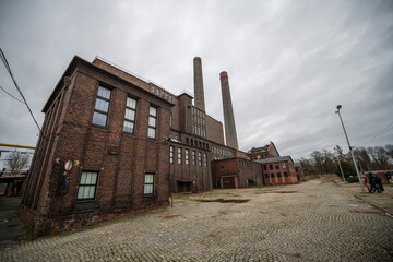 Fototapeta na wymiar Old Abandoned Historic Industrial Power Plant in Silesia, Poland, Europe