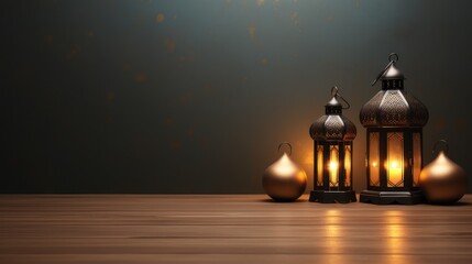 Candle lantern decoration, Islamic holiday Ramadan Kareem ornament wallpaper background. - obrazy, fototapety, plakaty