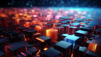 Obraz premium Pixel Harmony: A 3D Symphony of Digital Grids