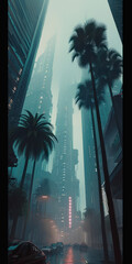 Beautiful Cyberpunk Cityscape with a sunset, Glitchy Animation style | Cyberpunk Wallpaper/Background.