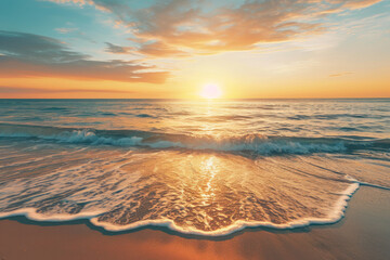 beautiful mediterranean tropical beach sunrise background - obrazy, fototapety, plakaty