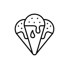 Ice cream outline icons, minimalist vector illustration ,simple transparent graphic element .Isolated on white background