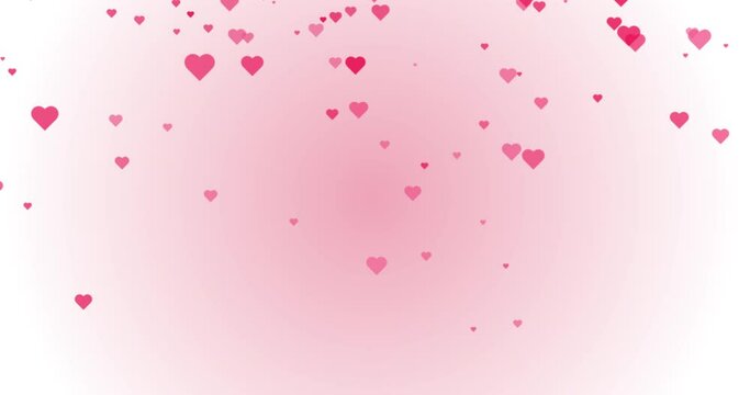 Pink Hearts animation for Valentine's day Greeting love video. 4K Romantic animation on gradient background for Valentine's day, St. Valentines Day, Mother's day, Wedding anniversary invitation.