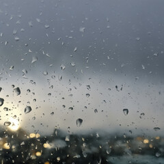 Moody Day Window - Dramatic Raindrops on Glass