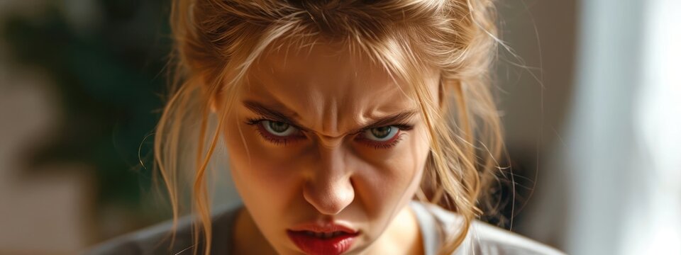 Caucasian Female Angry Attractive Setting With Copyspace Generative AI