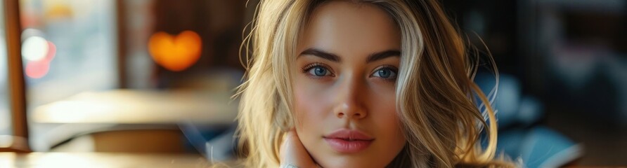 Fototapeta premium Caucasian Female Confident Charming Background With Copyspace Generative AI