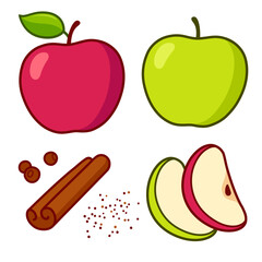 Apple pie ingredients and spices set