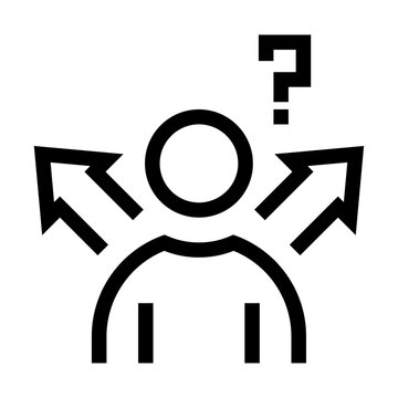 Icono de indeciso. Dilema visual, confusi&oacute;n, duda de selecci&oacute;n. Ilustraci&oacute;n vectorial