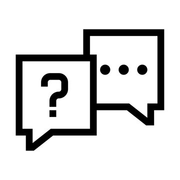 Icono de preguntas y respuestas. Di&aacute;logo, conversaci&oacute;n informativa, consulta. Ilustraci&oacute;n vectorial