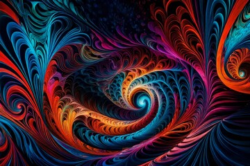 abstract fractal landscape of brightly colored swirling patterns