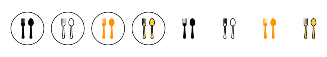 spoon and fork icon set vector. spoon, fork and knife icon vector. restaurant sign and symbol