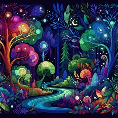 Enchanted Night Forest Magic