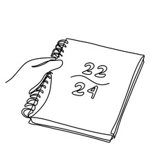 Calendar 2024 one continuous single line art drawing. Calendar 2024 inimal art style. Calendar 2024 continuous line art illustration.
