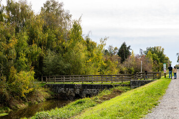 Autumn service road in the park through the trees Terra Nova Rural Park Richmond British Columbia