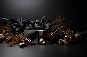 christmas decoration on black