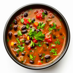 Black Bean Soup isolated on white
