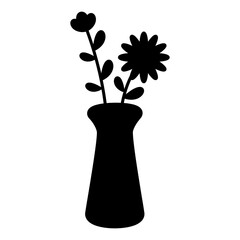Flower in pot silhouette vector illustration 