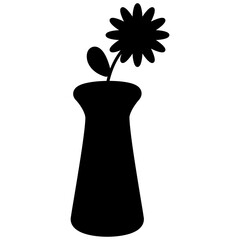 Flower in pot silhouette vector illustration 