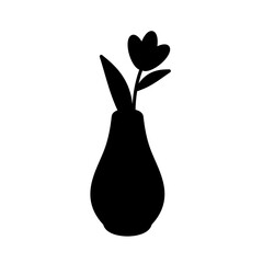 Flower in pot silhouette vector illustration 