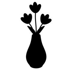 Flower in pot silhouette vector illustration 