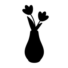 Flower in pot silhouette vector illustration 