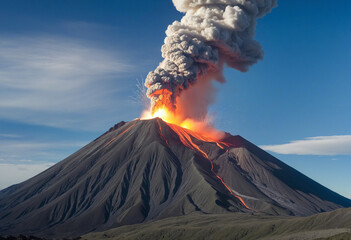 Tungurahua volcano eruption in Ecuador on 30/11/2011 captured with Canon EOS 5D Mark II - obrazy, fototapety, plakaty