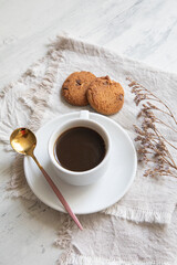 Small cup of coffee with cookies morning beverage food drink caffeine