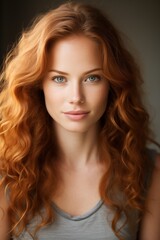 Naklejka premium portrait of a beautiful woman with long red hair