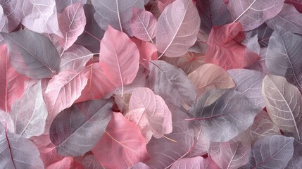 Close-up of pink and gray leaves for a soft textured background