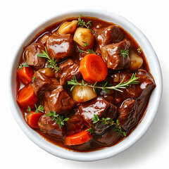 Beef Bourguignon isolated on white