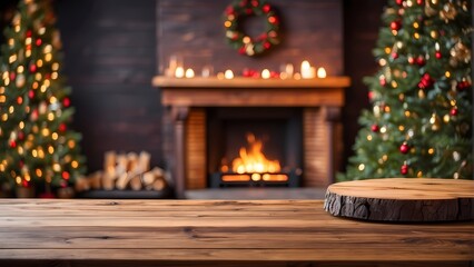 Fototapeta na wymiar fireplace with christmas decorations